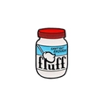 Süße Emaille-Anstecknadel als Marshmallow-Fluff-Glas mit Can't Get Enough-Schriftzug - Fluff Marshmallow Creme Dose