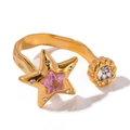 Golden open star ring with pink gemstone and crystal accents in vintage French style - Pink Star Gemstone Open Style (JDRW2306022)
