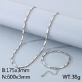 Juego de joyas de collar y pulsera de acero inoxidable plateado con cadena de eslabones - Pulsera / Color Acero