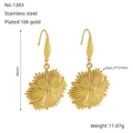 18K vergoldete Edelstahl-Sonnenblumen-Ohrhänger mit 3D-Blütenblatt-Textur - Goldene Sonnenblume Haken (ZE1383G)