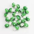 Green and white mushroom glass beads with white dots for DIY jewelry making - Green