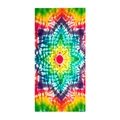 Macro shot of colorful mandala tie-dye pattern on square microfiber beach towel fabric - 11-Mandala Style Full Color Tie-dye