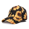 Cappellino da baseball nero con stampe di girasoli gialli e visiera curva classica - Berretto da Baseball con Girasoli