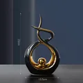 Modern black and gold ceramic ornament 'Morning Song' with dimensions 22x13.5cm - Morning Song Short Style Black Gold - Small