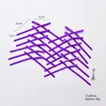 Set of 12 purple velvet DIY Christmas tree bows with silver metal hooks for decoration - 1cm Purple / 12 Pack