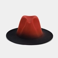 Cappello Fedora sfumato rosso e nero in stile americano a tesa larga per donna - M / Rosso Mattone & Nero