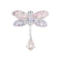 Dreamy S925 sterling silver dragonfly charm with opal-style wings and pink stone drop - BSC989-Pink Purple Dragonfly Teardrop Pendant