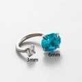 Titanium steel horseshoe barbell with 3mm and 6mm sparkling zircon studs in silver finish - Blue and Clear Style (9#)