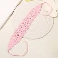 Pink handmade crochet floral headband with adjustable woven ties for women - Pink Butterfly
