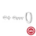 Ensemble de trois pièces en argent sterling S925 avec créoles et clous en zircon cubique - #5 Argent - Zirconium Lot de 3
