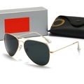 Klassieke aviator zonnebril met gouden metalen montuur, grijze glazen en koker - Goud/Grijs Met Doos