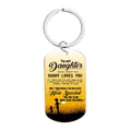 Dog tag stainless steel keychain with orange gradient and father-daughter message for daughter - CW0055 Sunset Silhouette