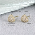 Golden heart stud earrings in copper with zircon inlay and 3 layers gold plating - 8MM Heart
