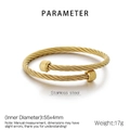Detailed parameter chart for gold stainless steel twisted cable cuff bracelet - Gold (KB185217-XY)