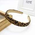 Retro bow headband featuring a classic leopard print fabric wrapped design - Dark Coffee Leopard Suede Style (FK-B132 Dark Coffee)