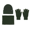 Winter 3-piece set with dark green knitted beanie hat, neck warmer, and touchscreen gloves - Army Green 3-Piece Set
