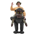 Funny inflatable gorilla costume with yellow shirt and camo hat for adults party fun - Riding A Gorilla / One Size