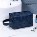 Blaue Kulturbeutel für Herren mit Retro-Textur und Trocken-Nass-Trennung 21x12x14cm - 21x12x14cm / Quadratisches Blau