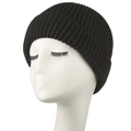 Gros plan du bonnet en maille côtelée noire montrant la texture épaisse et élastique - Adulte / Comme indiqué