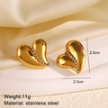 Golden heart-shaped stainless steel earrings with a sparkling rhinestone center line - Gold Heart Style (ZN990)