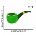 Detail of green pipe embroidery patch with precise dimensions and weight measurements - Style 22 (Green Pipe)