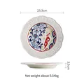 9-inch round ceramic dinner plate with vintage colorful pattern and ruffled edge - Ruyi (9 Inch)