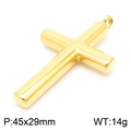 Polished gold stainless steel cross pendant, weight 14g, dimensions 45x29mm for men - Gold Style Without Chain (KP55900-BD)