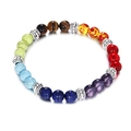 Chakra healing bracelet with 8mm natural stones and vintage silver spacers on white background - Style 3 - Multi-color Chakra Bracelet