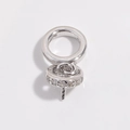 S925 Sterling Silber Anhänger Schlaufe mit weißen Zirkonia Steinen für DIY Schmuck - Kreis Perlenkappe / Silber