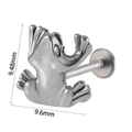 Silver stainless steel frog piercing stud jewelry with precise measurements of 9.48x9.6mm - Frog (#16) / 1.2*8mm / Silver