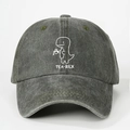 Berretto da baseball in denim grigio scuro con stampa di dinosauro per protezione solare esterna - Taglia unica / Verde Militare