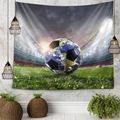 Detailed view of football map tapestry hanging on wall with industrial lamps and plants - 150x130cm / Pattern 1-Earth Soccer