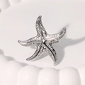 Minimalist silver starfish stainless steel open ring with textured metal surface - Adjustable Open / Steel