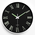 Minimalist 30CM luminous wall clock with black dial and green Roman numerals - 12 Inch / Roman Numerals Black Dial White Frame
