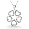Silberne Libellenkette mit herzförmigen Strass-Anhängern an einer feinen Kette - Fünfblättrige Herzblume in Stahlfarbe (KP33779-D) / Stahlfarben