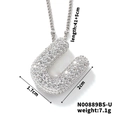 Collier élégant avec pendentif lettre U argenté et oxydes de zirconium scintillants - Lettre U