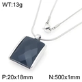 Retro square black glass pendant on silver snake chain stainless steel necklace - Steel 20*18mm Black (KN292780-GC)