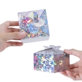 Square laser paper gift box with holographic diamond texture and petal lid closure - Diamond Silver