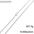 Silver stainless steel box chain necklace for men and women, size 550x2mm and weight 7g - Silver 2mm x 550mm (KN230395-Z)