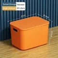Twilight orange 30L plastic storage box with lid and handles for closet organization - Giant (41x30.5x24.5cm) / Twilight Orange