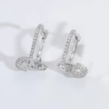 Minimalist silver V-shape hoop earrings with safety pin charms and clear cubic zirconia - Silver Safety Pin Style (ES2738-6)