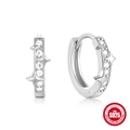 S925 Sterling Silver Star Hoop Earrings with Clear Zirconia on White Background - Star Rhinestone Style (#5) / White Gold