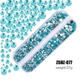 Sky blue flatback acrylic rhinestones in a 12-grid organizer for nail art DIY - Lake Blue (ZSHZ-877)