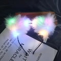 LED light-up cat ear headband with white plush fur and colorful glowing effects - Fox Ear / White + Colorful Light