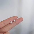Minimalist S925 sterling silver snowflake stud earrings with sparkling cubic zirconia - Flower Stamen / Silver