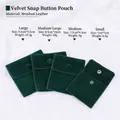 Dark green velvet jewelry pouch with snap button available in four sizes for storage - Snap Velvet Jewelry Pouch / 7.5*9.3cm / Dark Green