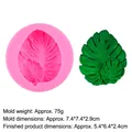 Pink silicone monstera leaf mold with green leaf-shaped wax casting for DIY candle - 2#B1082 / Pink
