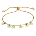 Bracciale occhio del male dorato regolabile con perline colorate e chiusura a coulisse - Stile Perline Multicolore e Occhio Cavo