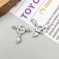 Ciondolo a chiave cuore argento antico con ali per accessori gioielli fai da te - Ciondolo Chiave Ala di Cuore in Argento Antico