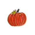 Spilla a zucca in smalto arancione e oro con foglie verdi per la stagione autunnale - Zucca in Smalto Arancione / SG0106